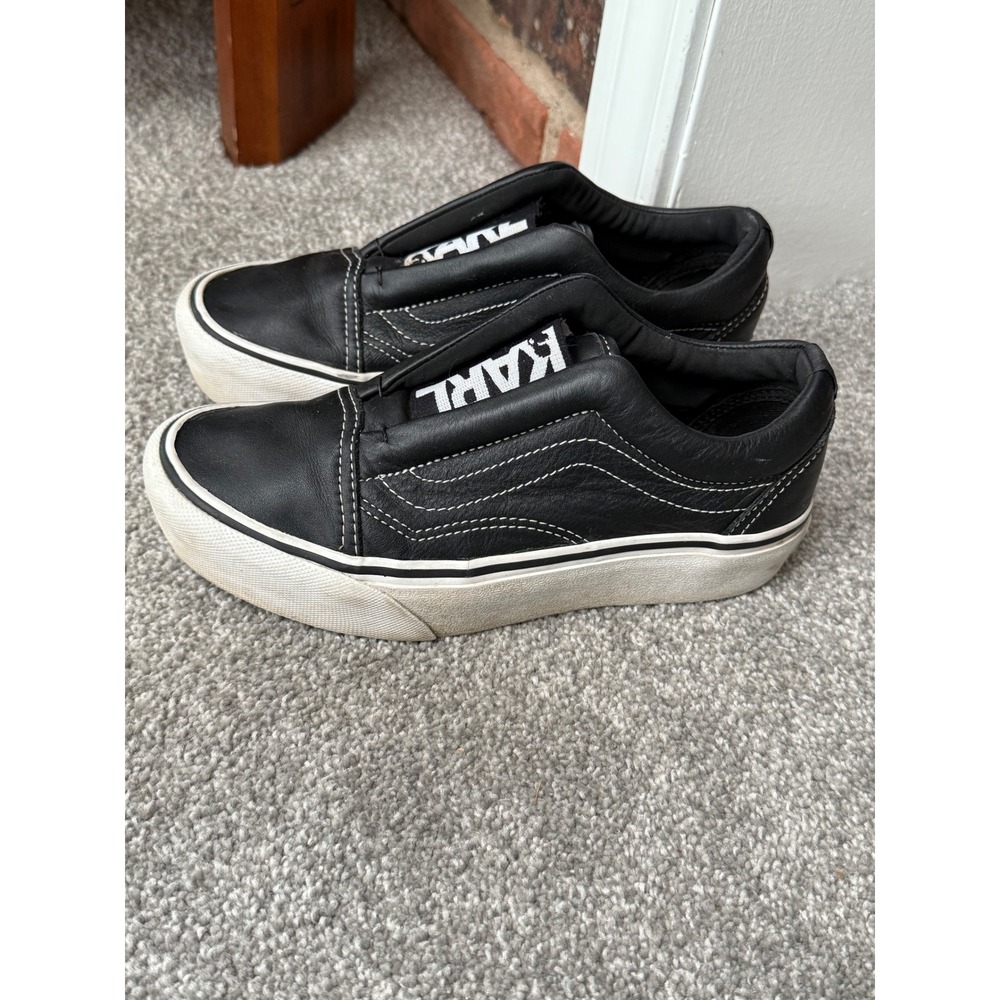 Vans x Karl Lagerfeld Old Skool Laceless‎ Black Leather Platform Sneakers Kids 4